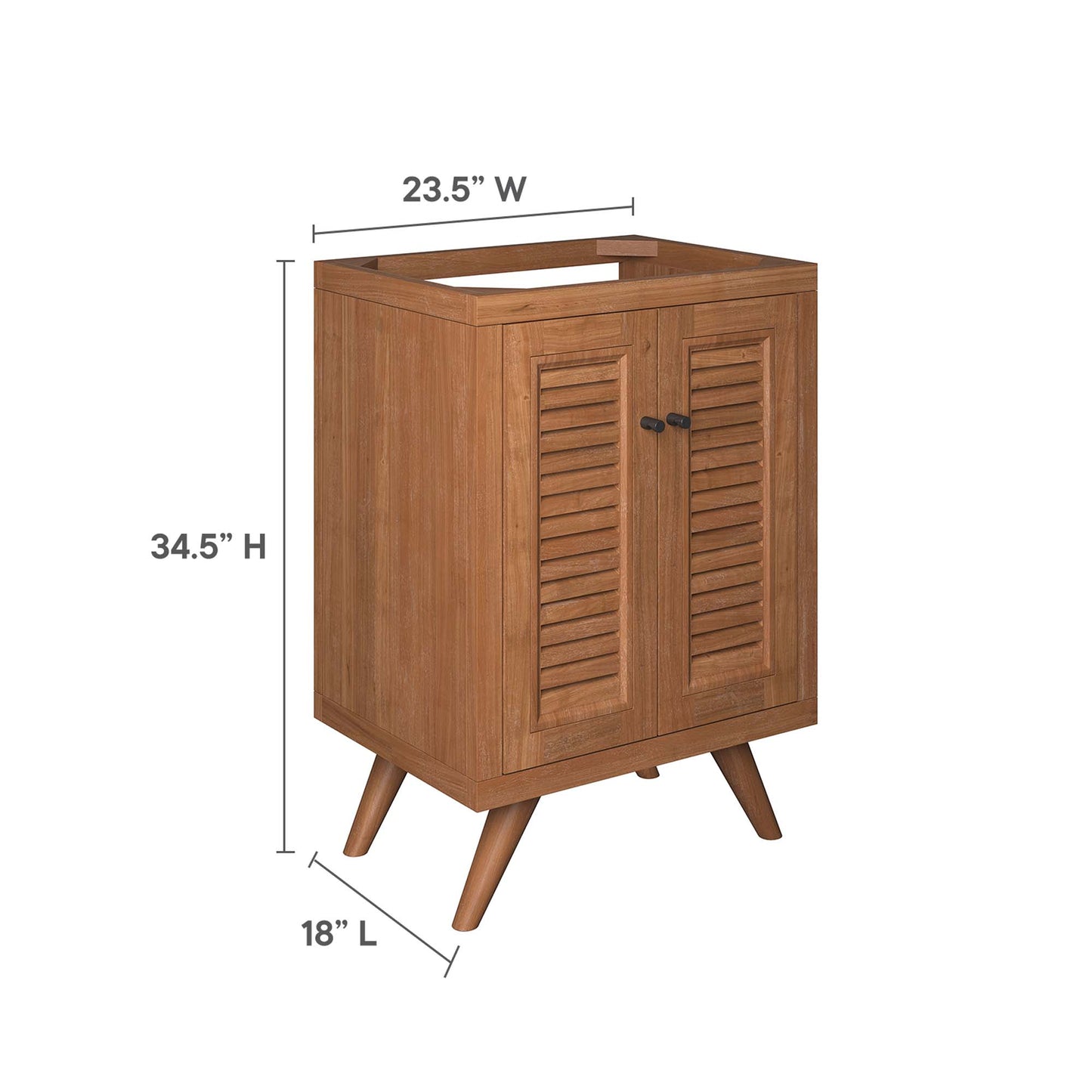Modway, Birdie 24" Teak Wood Bathroom Vanity Cabinet (Sink Basin Not Included)