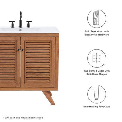 Modway, Birdie 36" Teak Wood Bathroom Vanity Cabinet (Sink Basin Not Included)