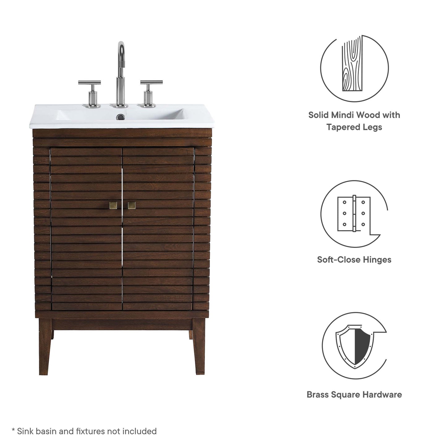 Modway, Ledger 24" Wood Bathroom Vanity Cabinet