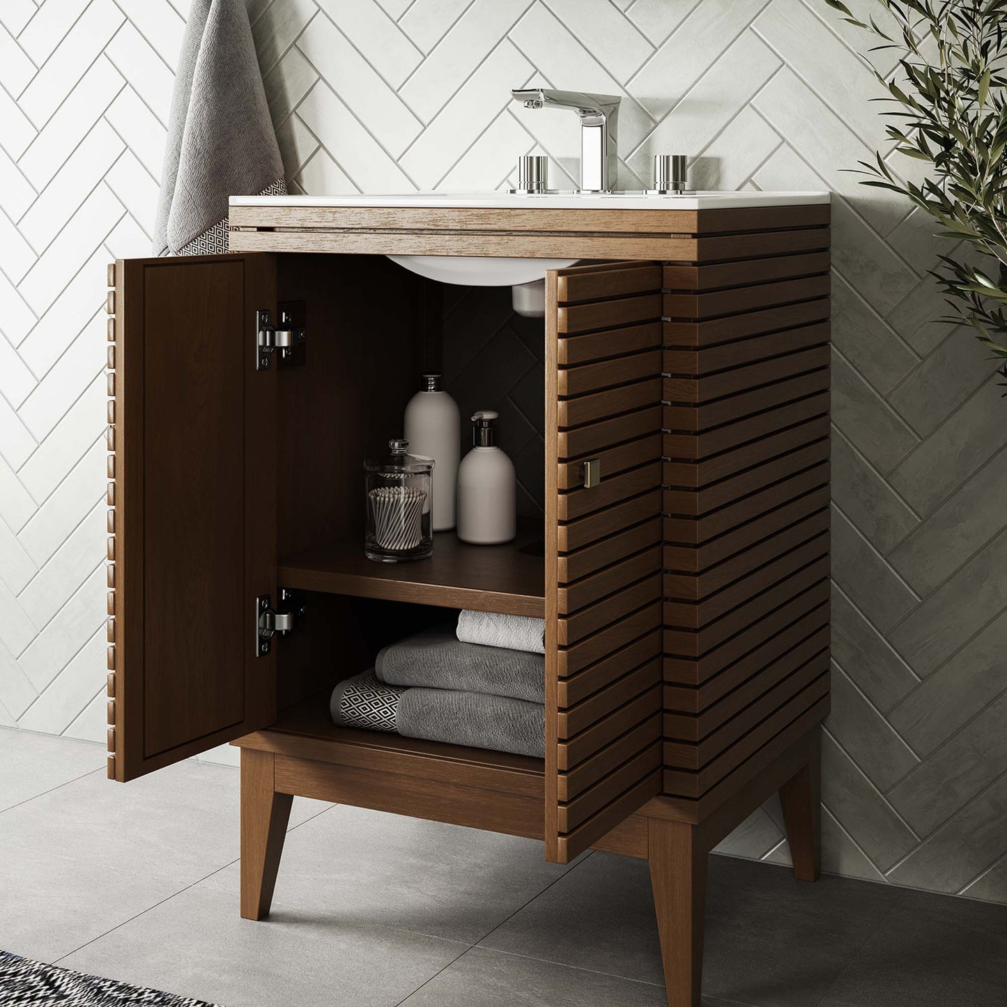 Modway, Ledger 24" Wood Bathroom Vanity Cabinet
