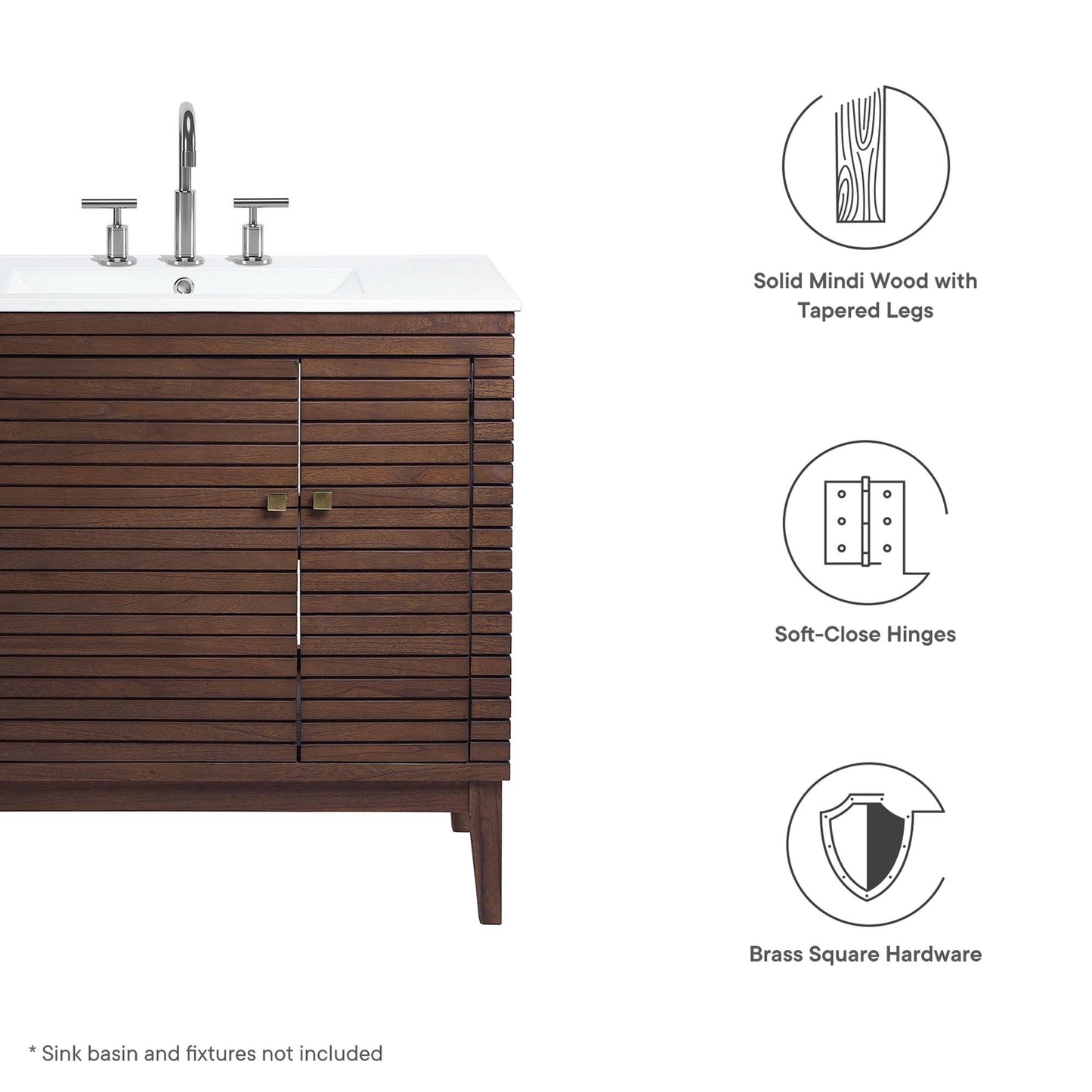 Modway, Ledger 36" Wood Bathroom Vanity Cabinet (Sink Basin Not Included)