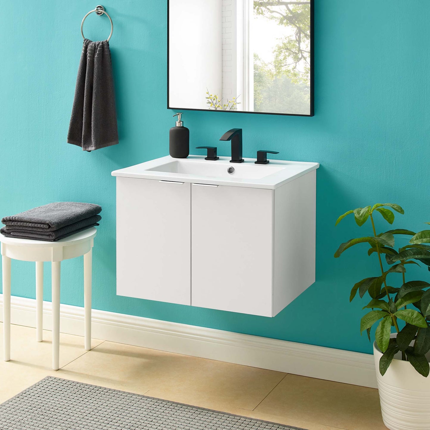 Modway, Maybelle 24" Wall-Mount Bathroom Vanity