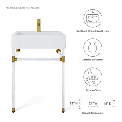 Modway, Redeem 24" Acrylic Wall-Mount Bathroom Vanity