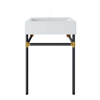 Modway, Redeem 24" Wall-Mount Black Stainless Steel Bathroom Vanity