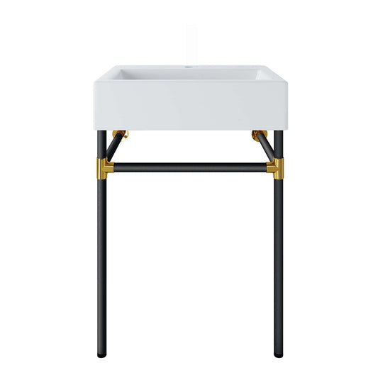 Modway, Redeem 24" Wall-Mount Black Stainless Steel Bathroom Vanity