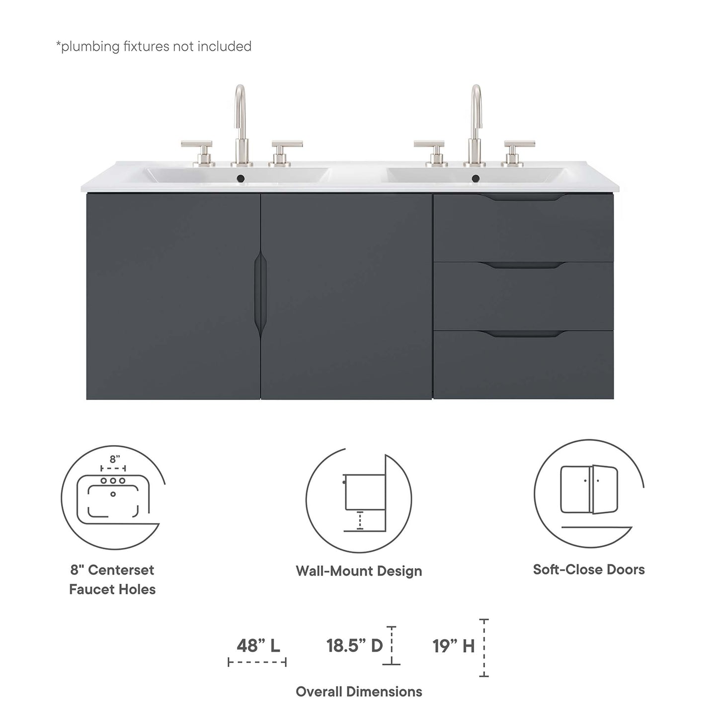 Modway, Vitality 48" Double Sink Bathroom Vanity