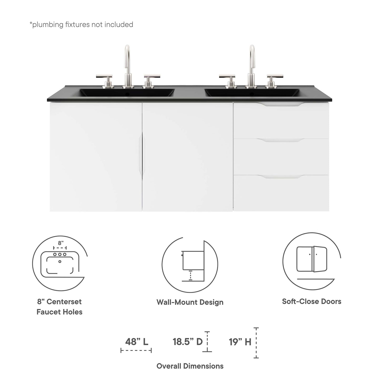 Modway, Vitality 48" Double Sink Bathroom Vanity