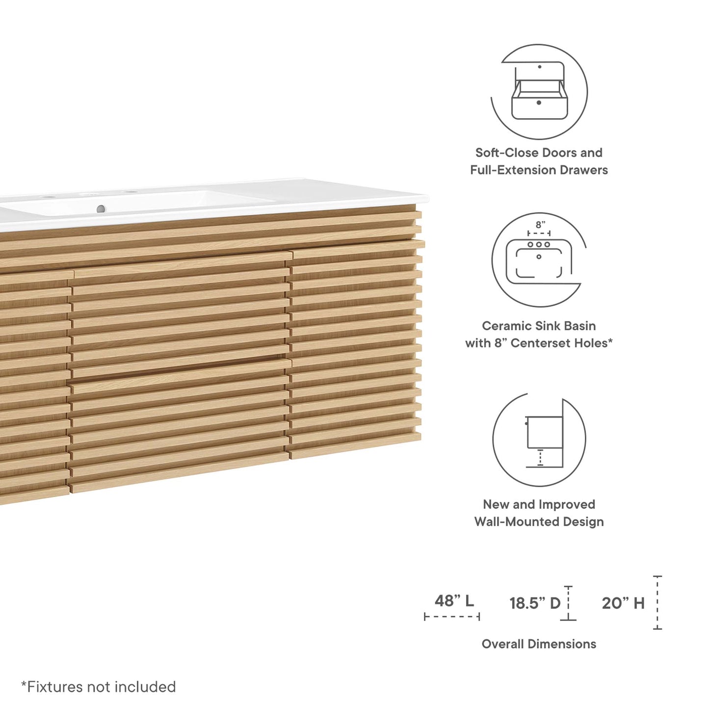 Modway, Render 48" Wall-Mount Bathroom Vanity
