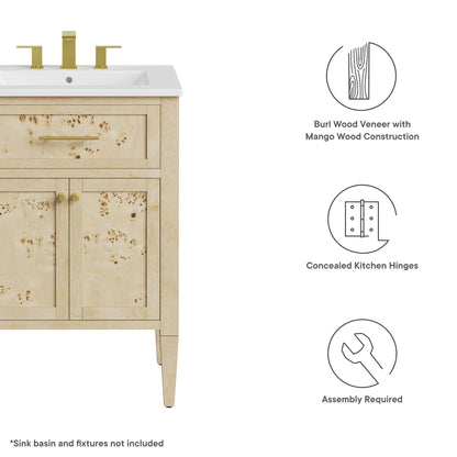 Modway, Elysian 24" Wood Bathroom Vanity Cabinet (Sink Basin Not Included)
