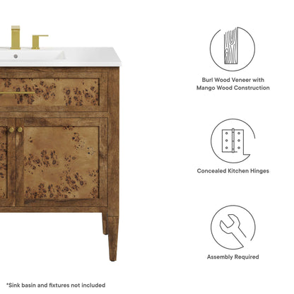 Modway, Elysian 36" Wood Bathroom Vanity Cabinet (Sink Basin Not Included)