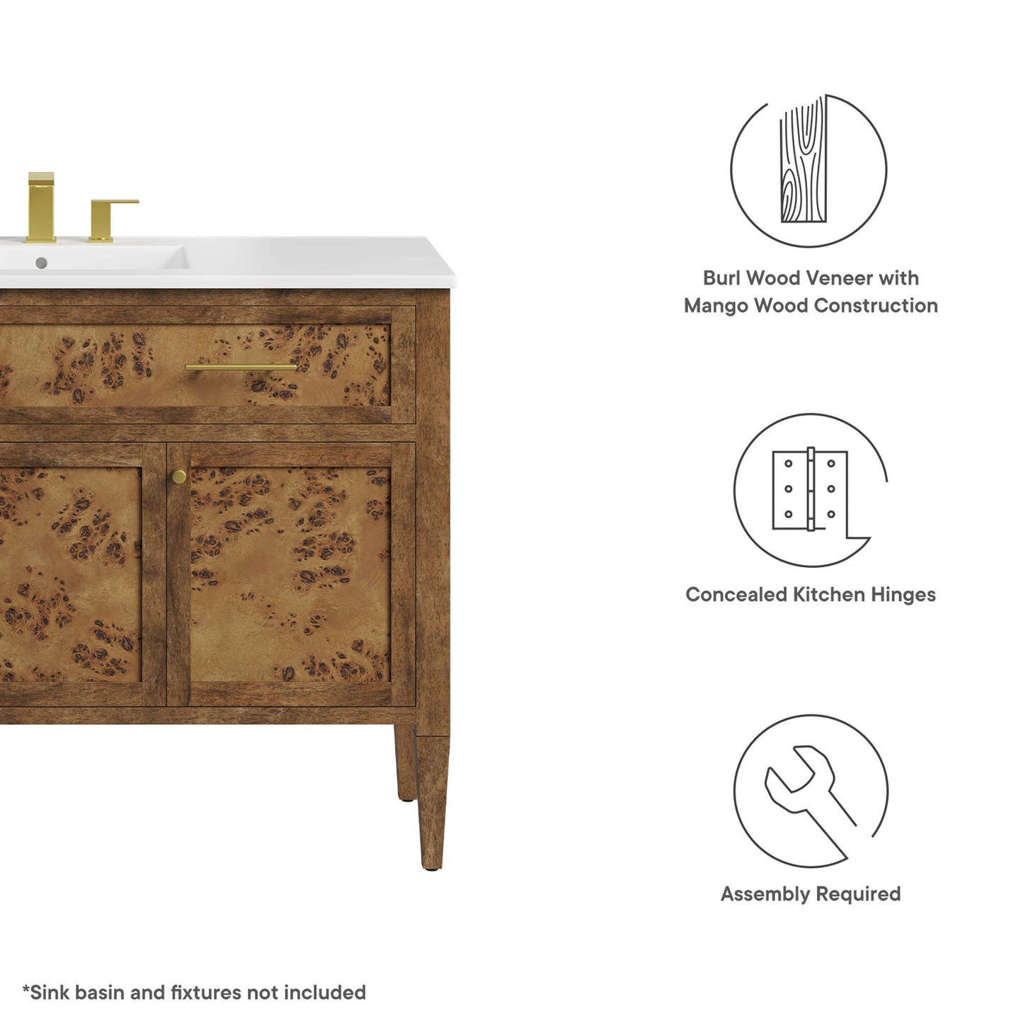 Modway, Elysian 48" Wood Bathroom Vanity Cabinet