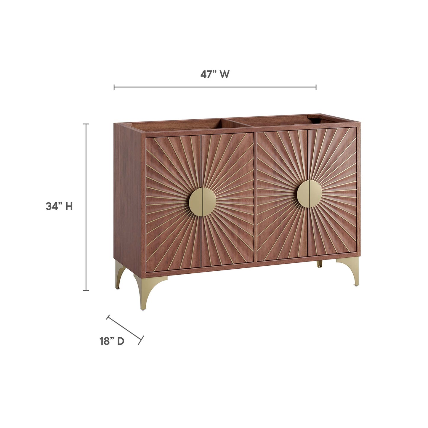 Modway, Daylight 48" Double Sink Compatible (Not Included) Bathroom Vanity Cabinet