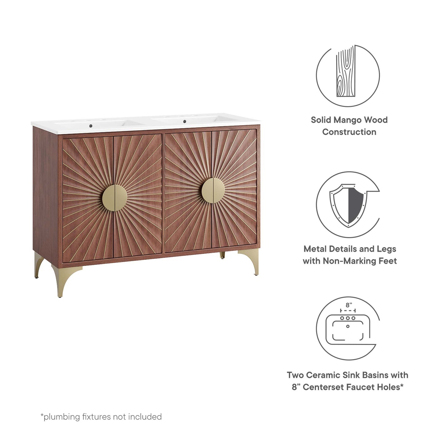 Modway, Daylight 48" Double Sink Bathroom Vanity