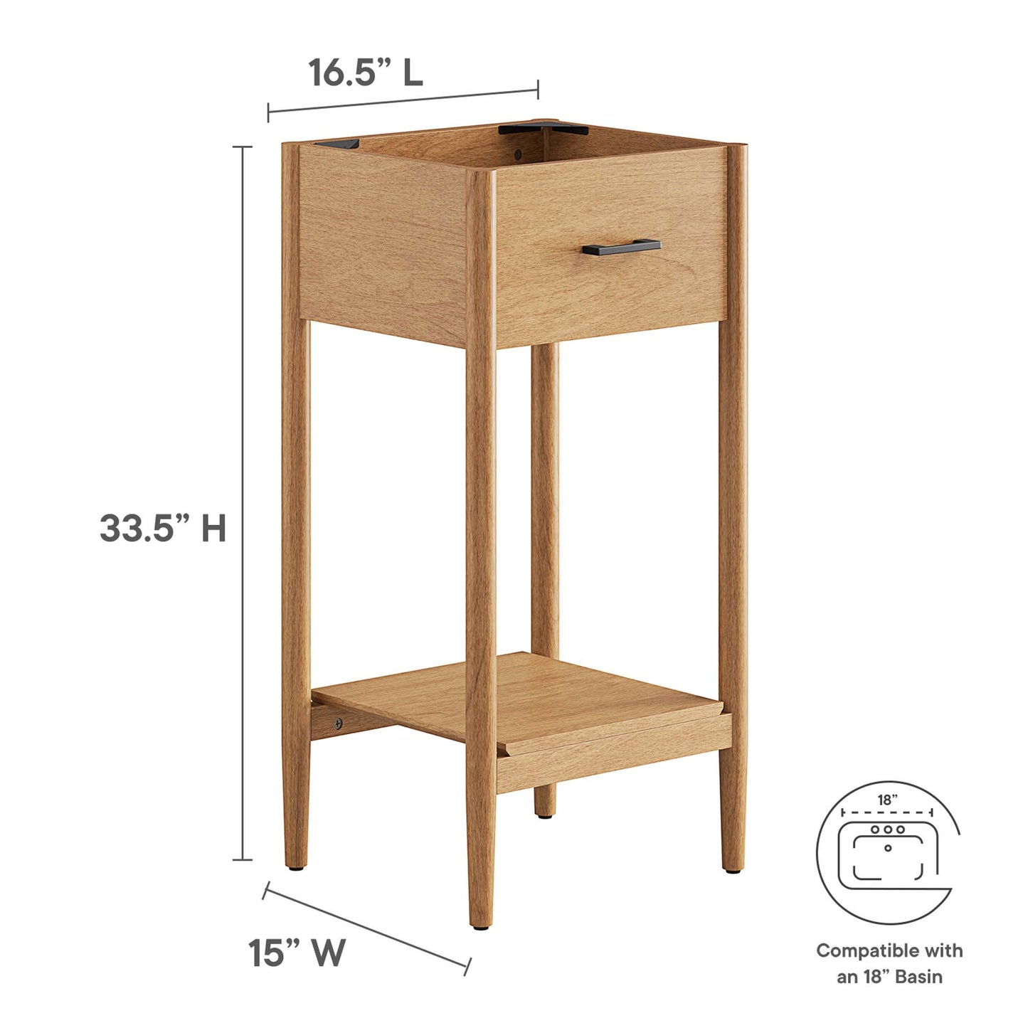 Modway, Zaire 18" Bathroom Vanity Cabinet (Sink Basin Not Included)
