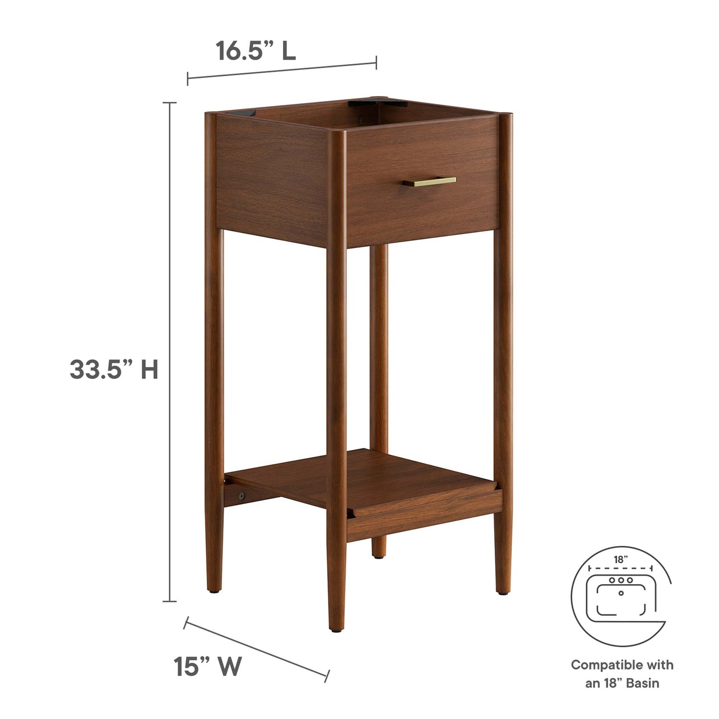 Modway, Zaire 18" Bathroom Vanity Cabinet (Sink Basin Not Included)