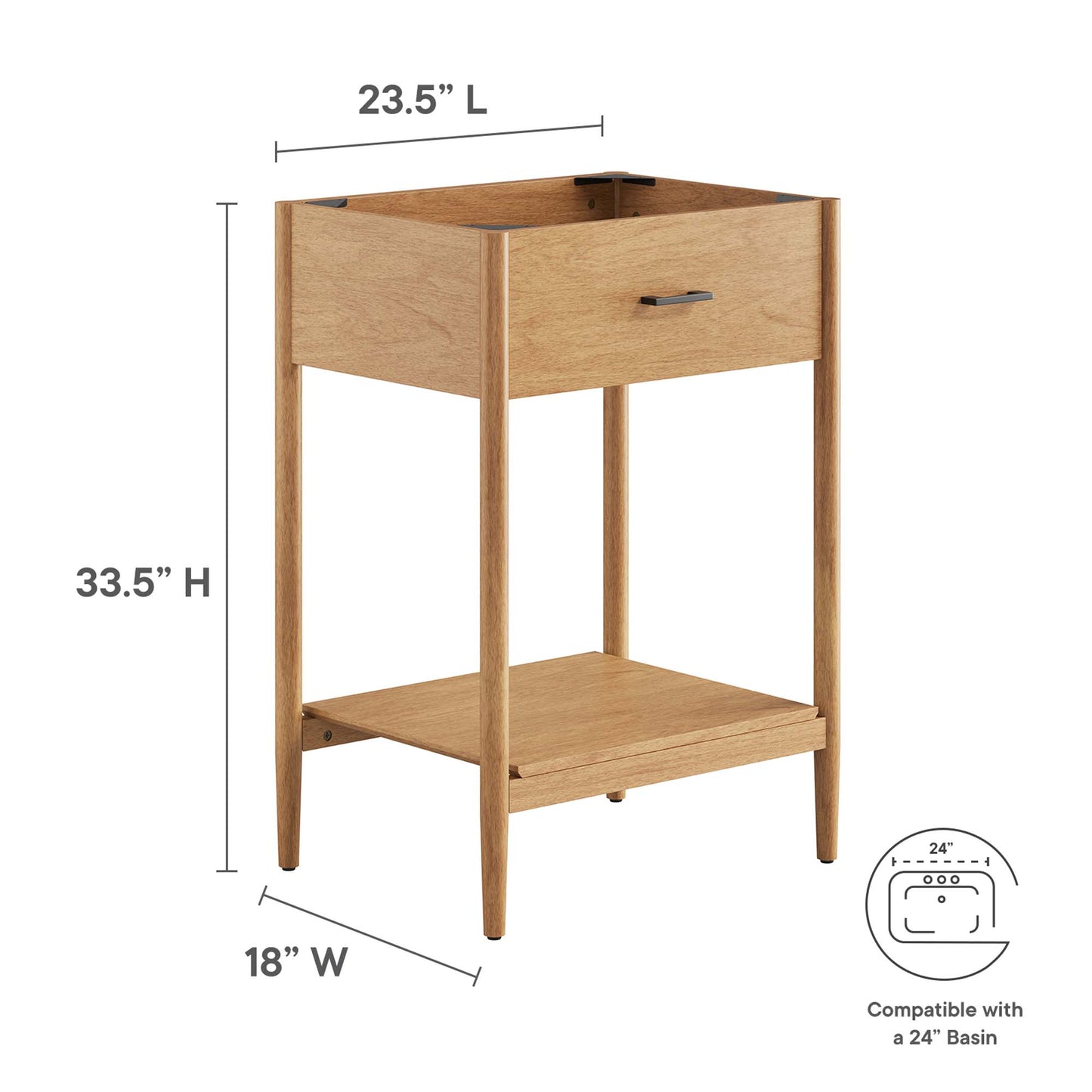Modway, Zaire 24" Bathroom Vanity Cabinet (Sink Basin Not Included)