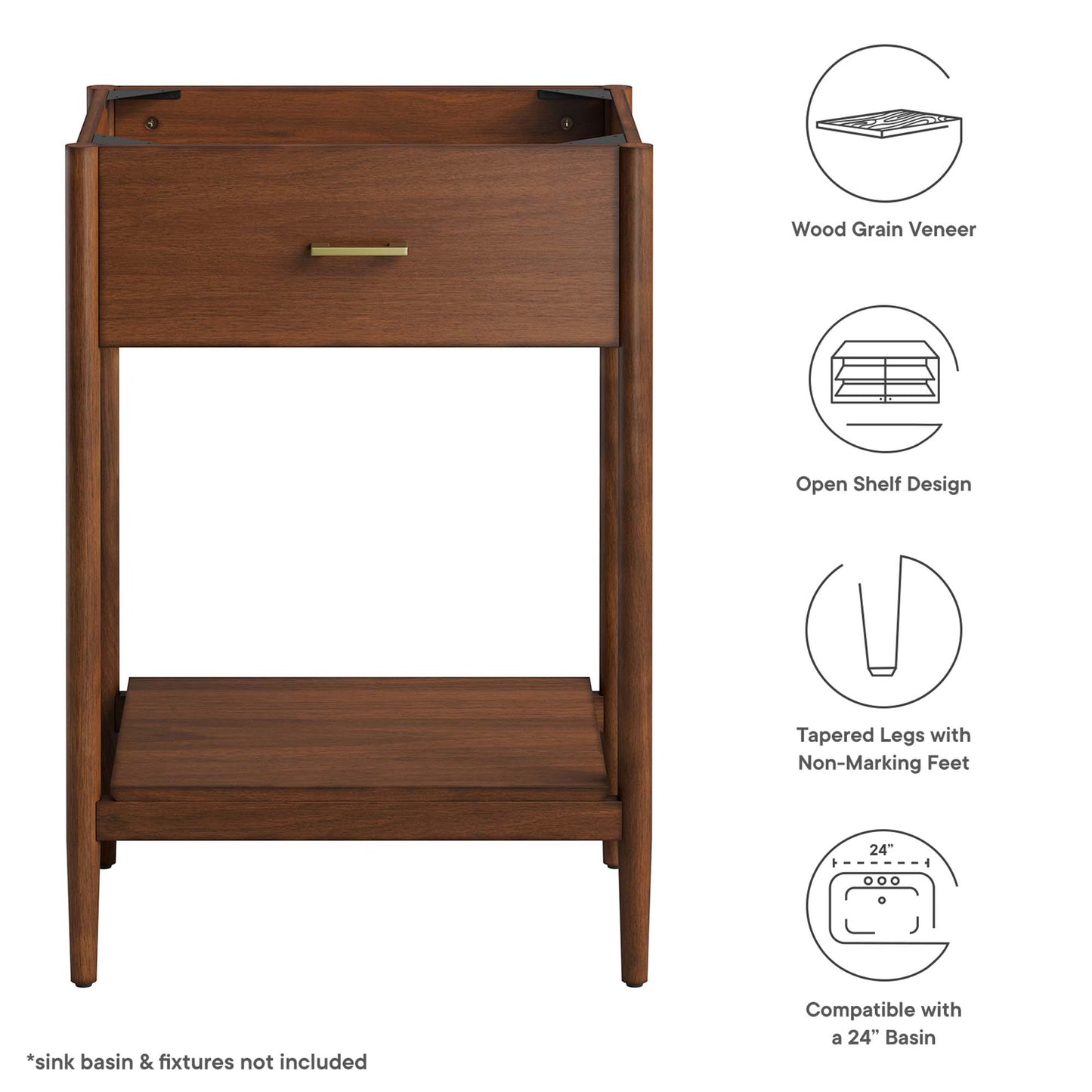 Modway, Zaire 24" Bathroom Vanity Cabinet (Sink Basin Not Included)