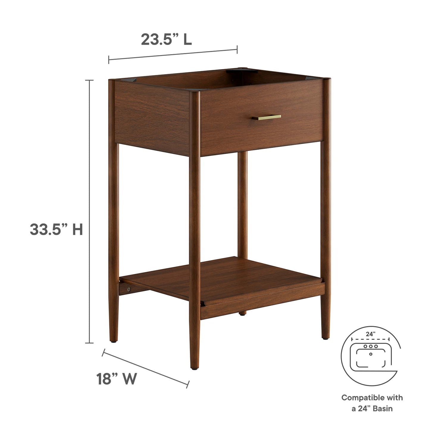 Modway, Zaire 24" Bathroom Vanity Cabinet (Sink Basin Not Included)