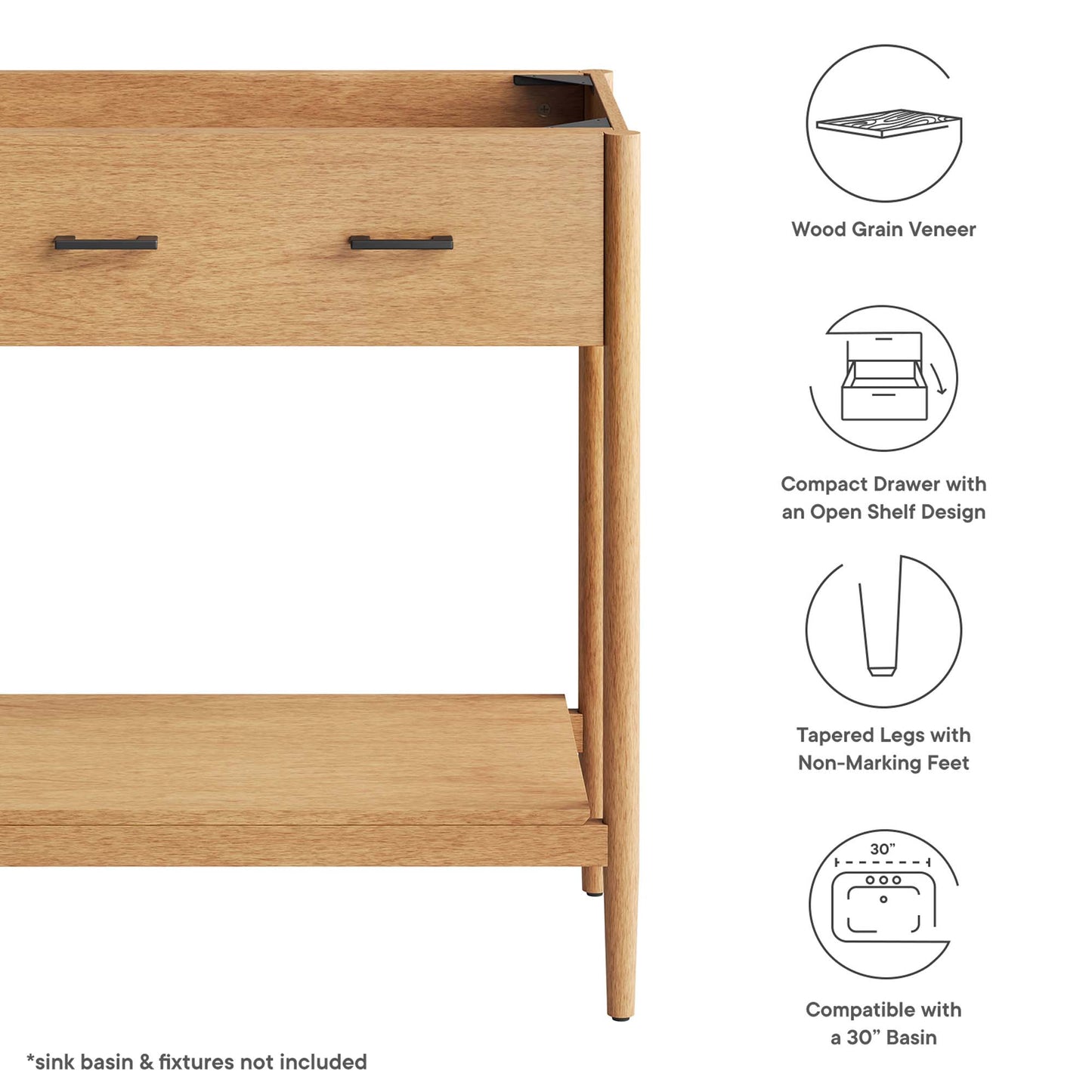 Modway, Zaire 30" Bathroom Vanity Cabinet (Sink Basin Not Included)