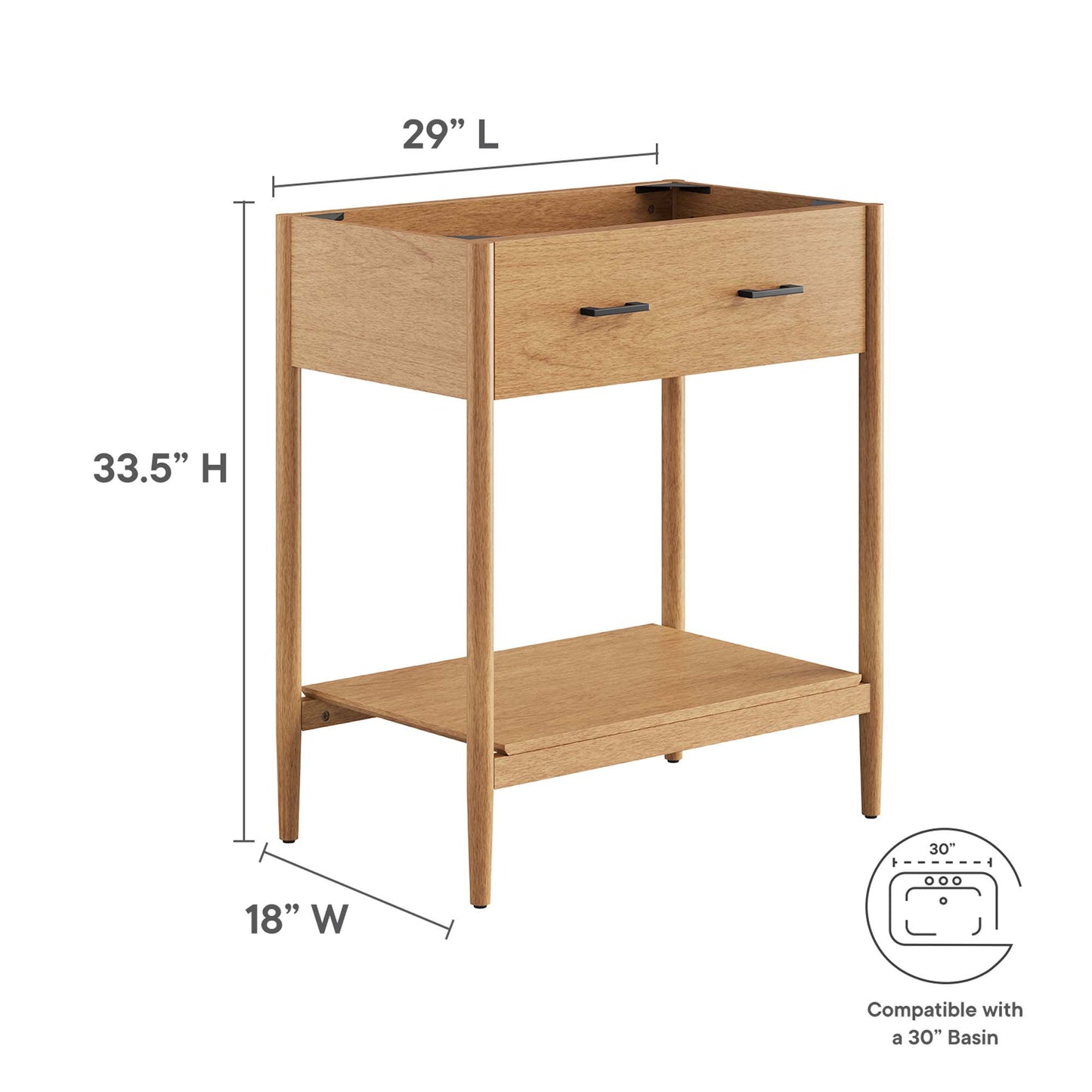 Modway, Zaire 30" Bathroom Vanity Cabinet (Sink Basin Not Included)