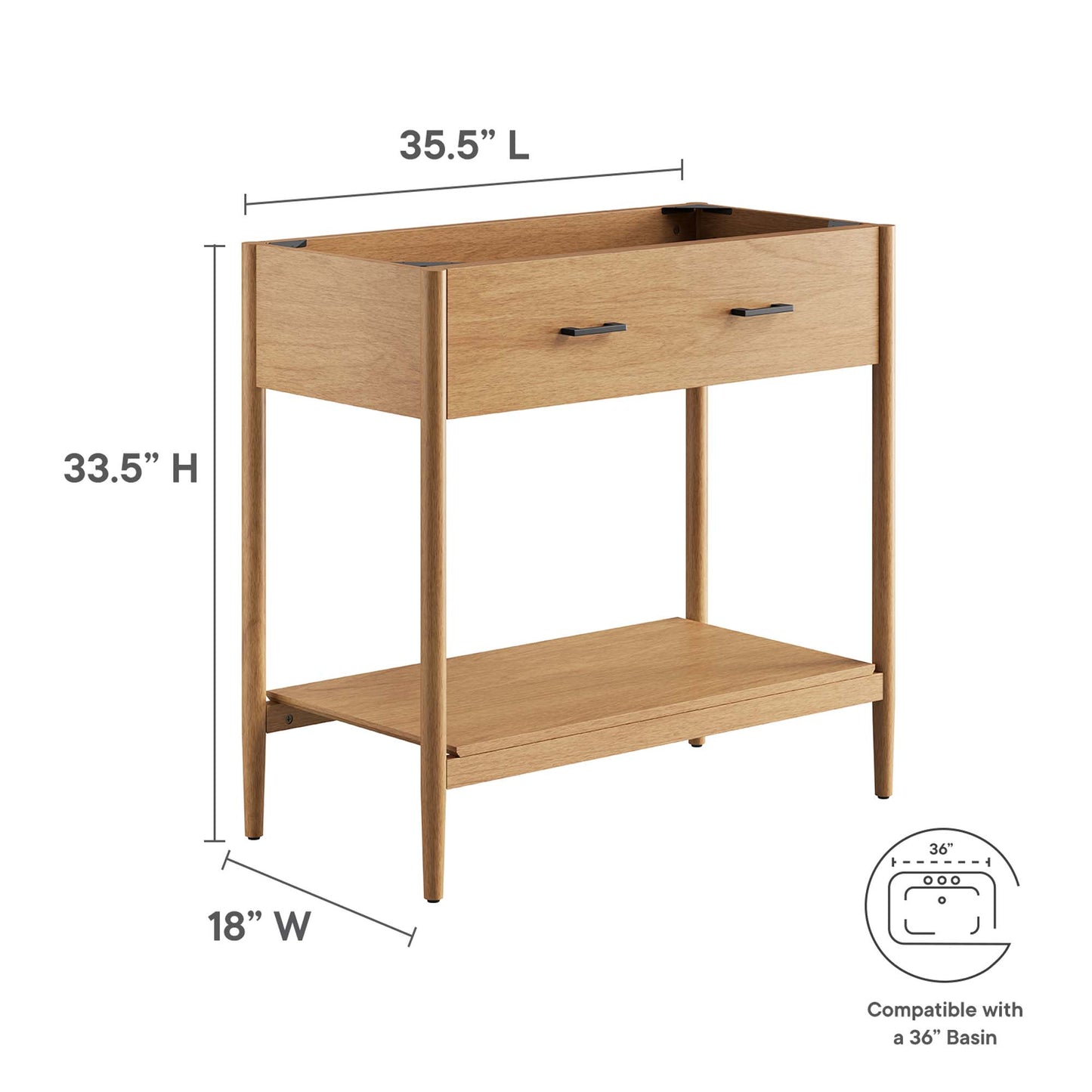 Modway, Zaire 36" Bathroom Vanity Cabinet (Sink Basin Not Included)