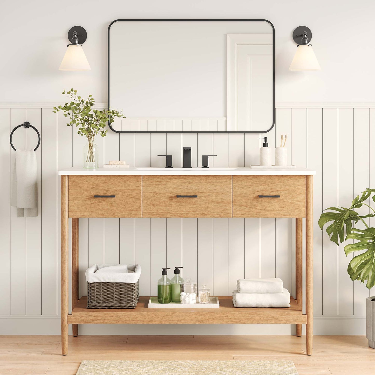 Modway, Zaire 48” Single Sink Compatible Bathroom Vanity Cabinet (Sink Basin Not Included)