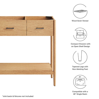 Modway, Zaire 48” Single Sink Compatible Bathroom Vanity Cabinet (Sink Basin Not Included)