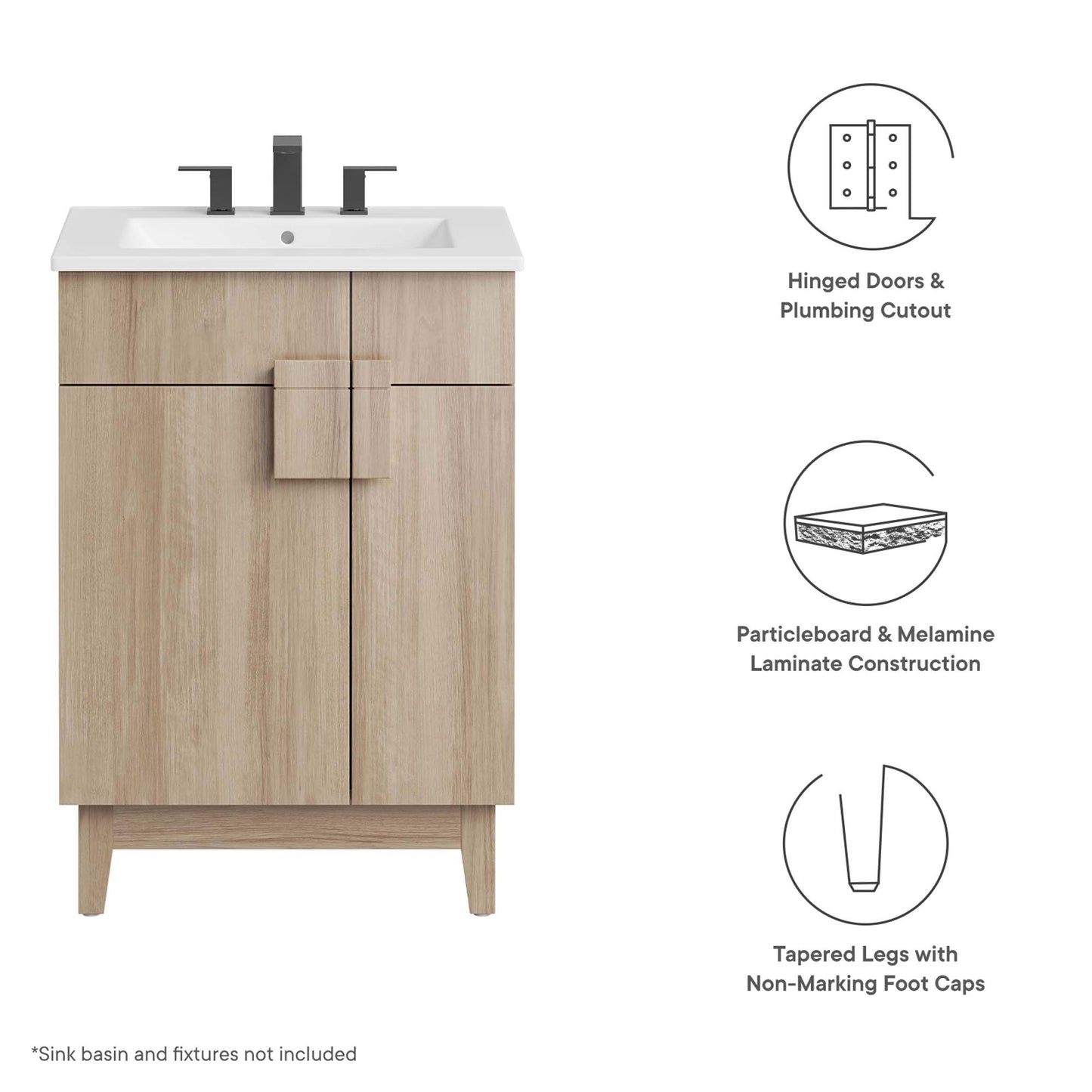 Modway, Miles 24” Bathroom Vanity Cabinet (Sink Basin Not Included)