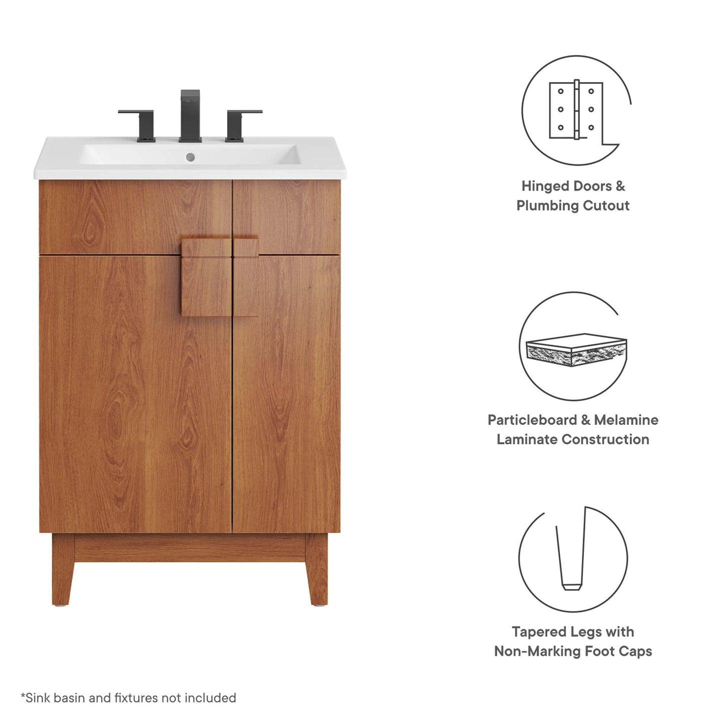 Modway, Miles 24” Bathroom Vanity Cabinet (Sink Basin Not Included)