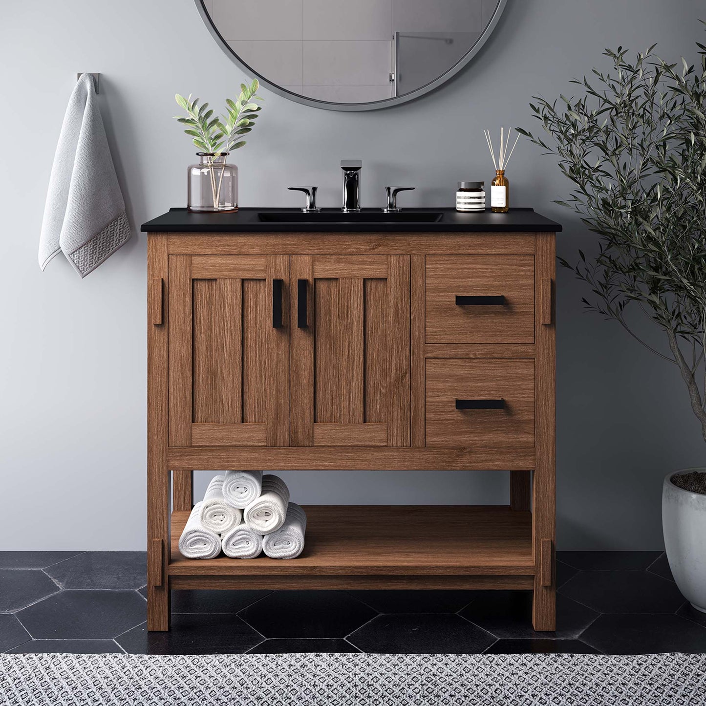 Modway, Ashlyn 36” Wood Bathroom Vanity Cabinet (Sink Basin Not Included)