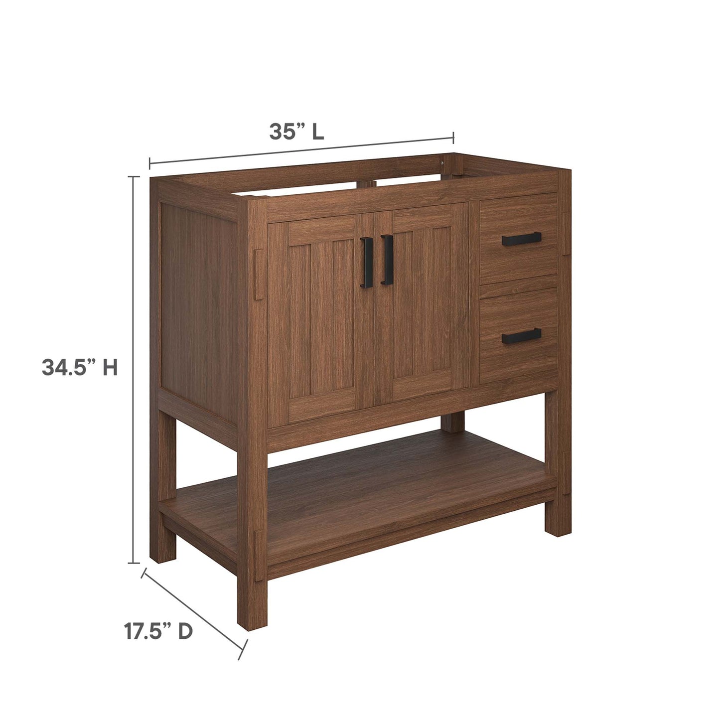 Modway, Ashlyn 36” Wood Bathroom Vanity Cabinet (Sink Basin Not Included)