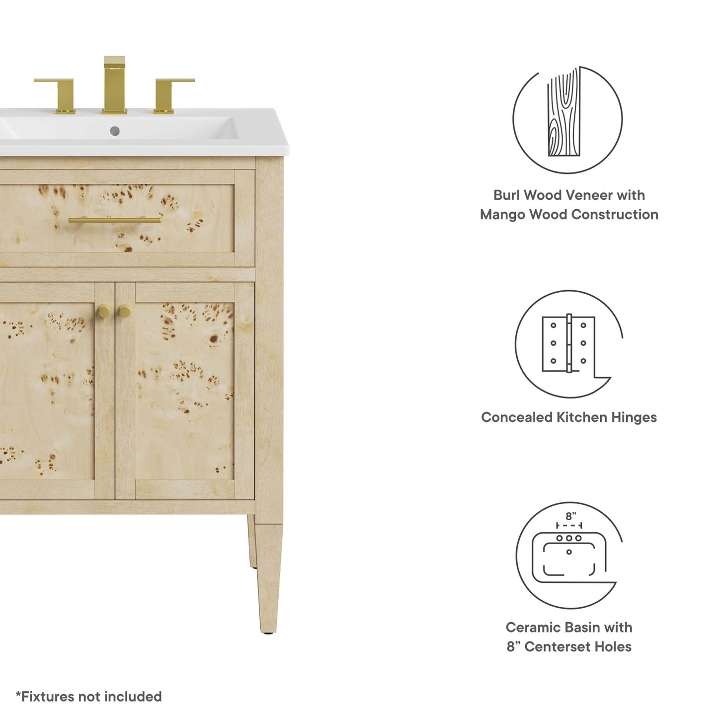 Modway, Elysian 24" Wood Bathroom Vanity