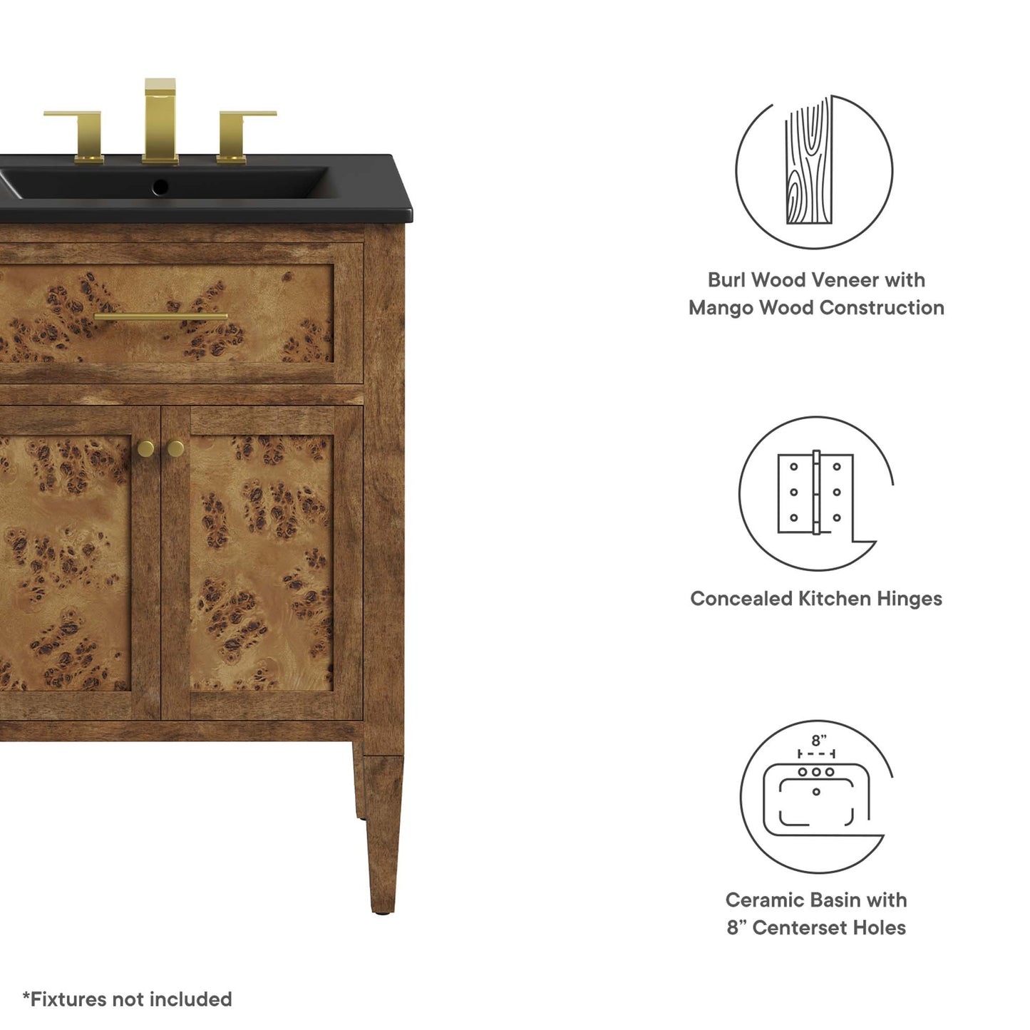 Modway, Elysian 24" Wood Bathroom Vanity