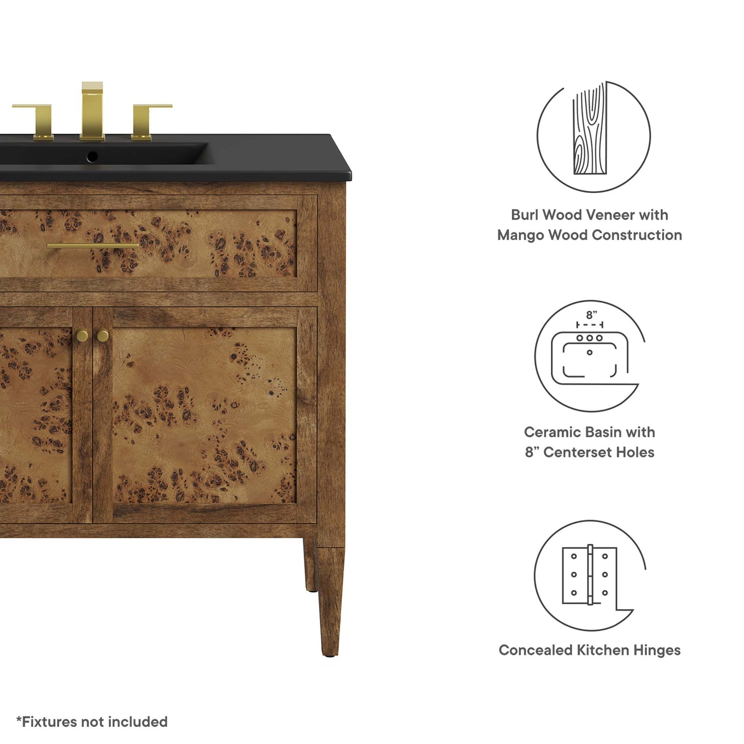 Modway, Elysian 36" Wood Bathroom Vanity