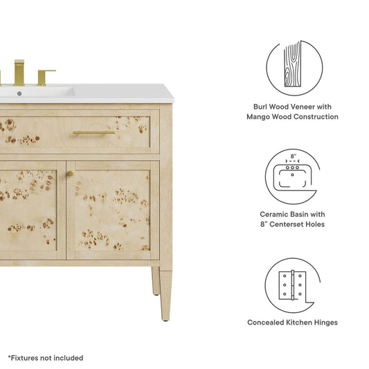 Modway, Elysian 48" Wood Single Sink Bathroom Vanity