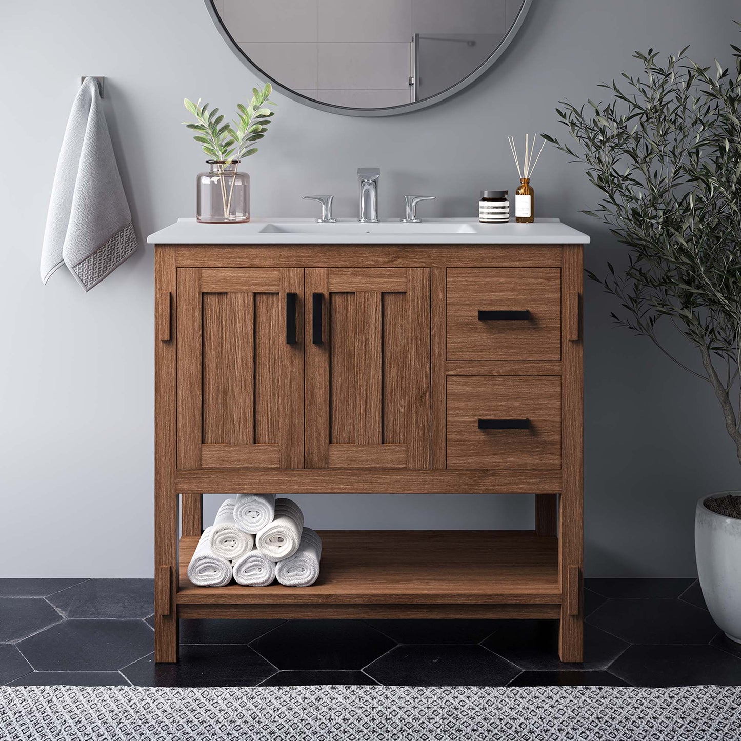 Modway, Ashlyn 36” Wood Bathroom Vanity
