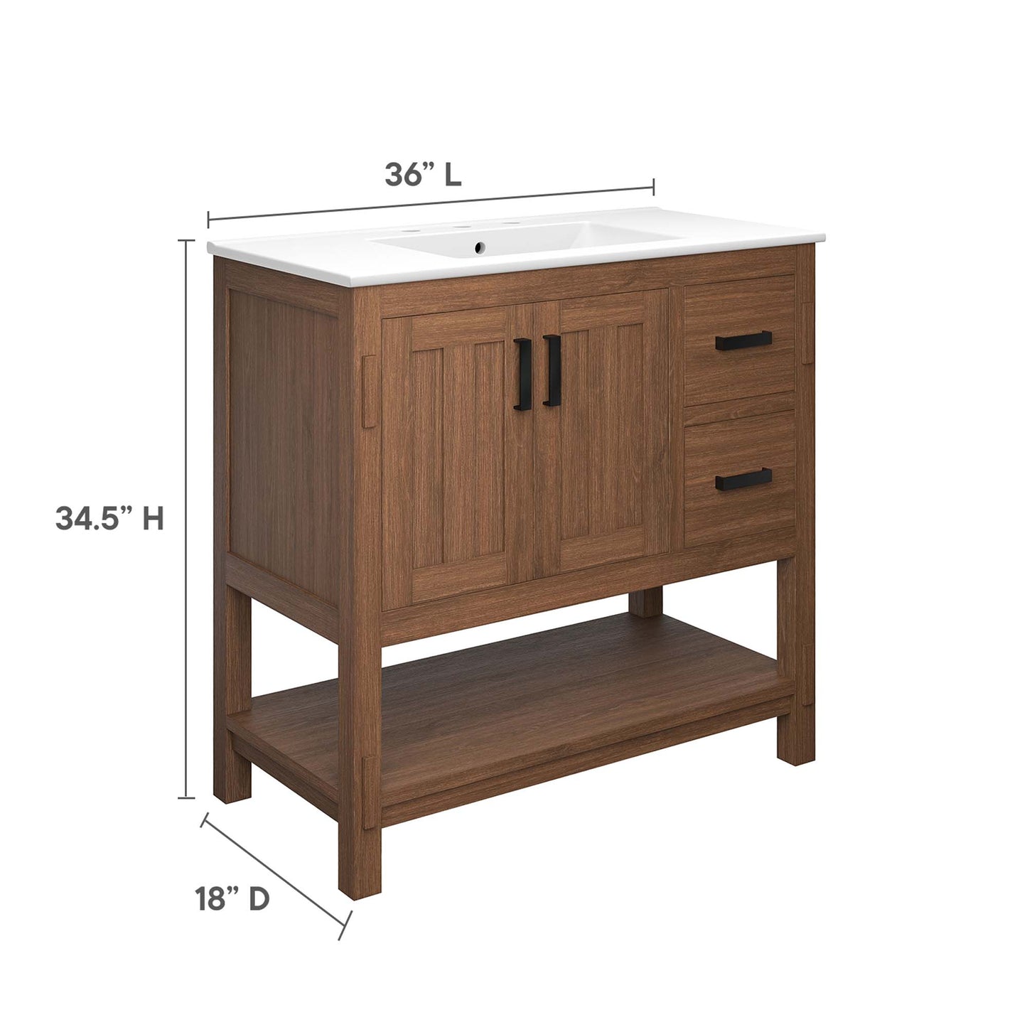 Modway, Ashlyn 36” Wood Bathroom Vanity