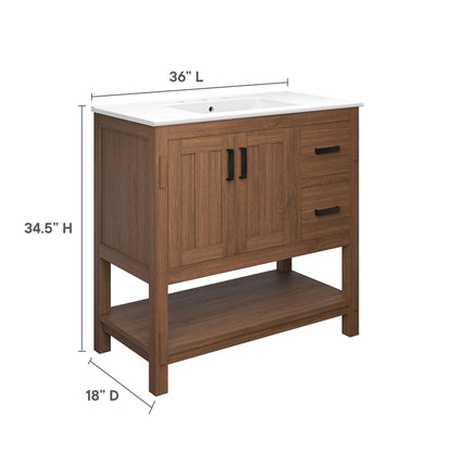 Modway, Ashlyn 36” Wood Bathroom Vanity