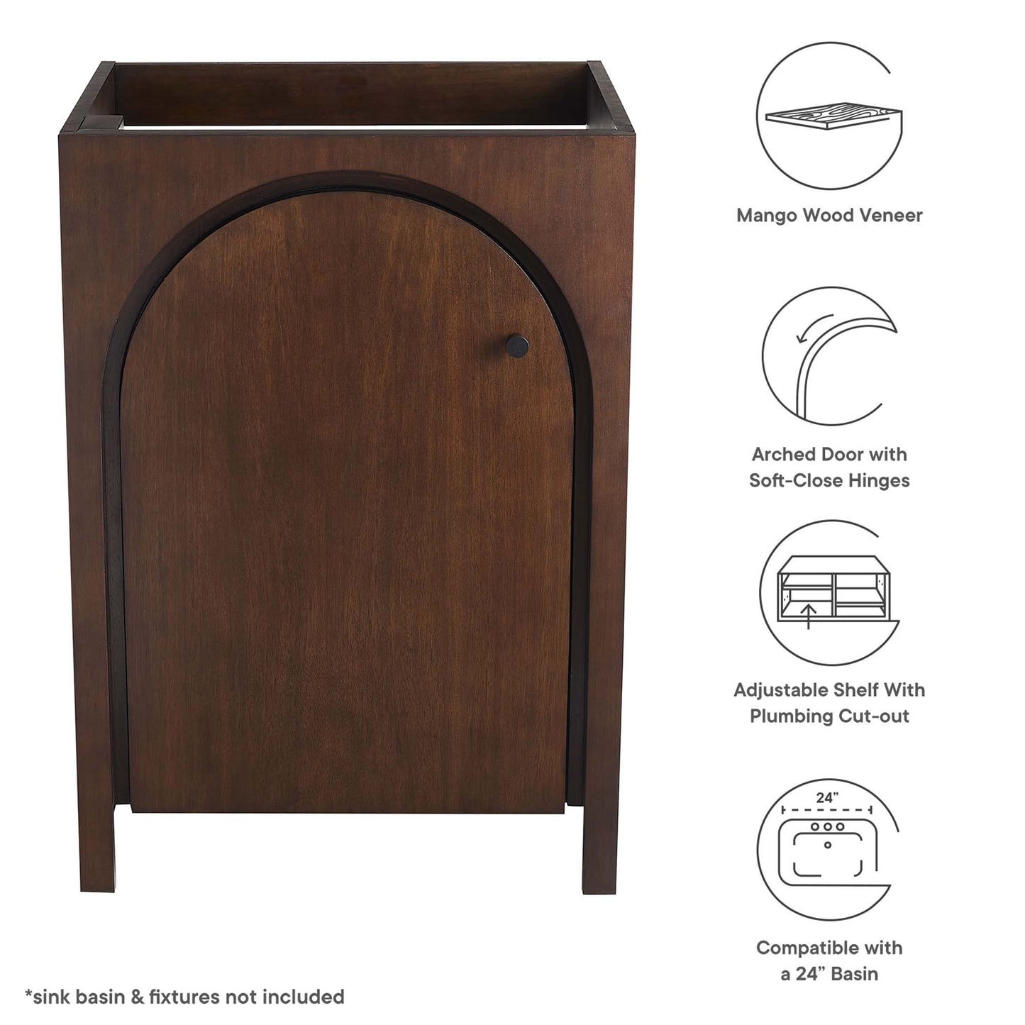 Modway, Appia 24" Bathroom Vanity Cabinet (Sink Basin Not Included)