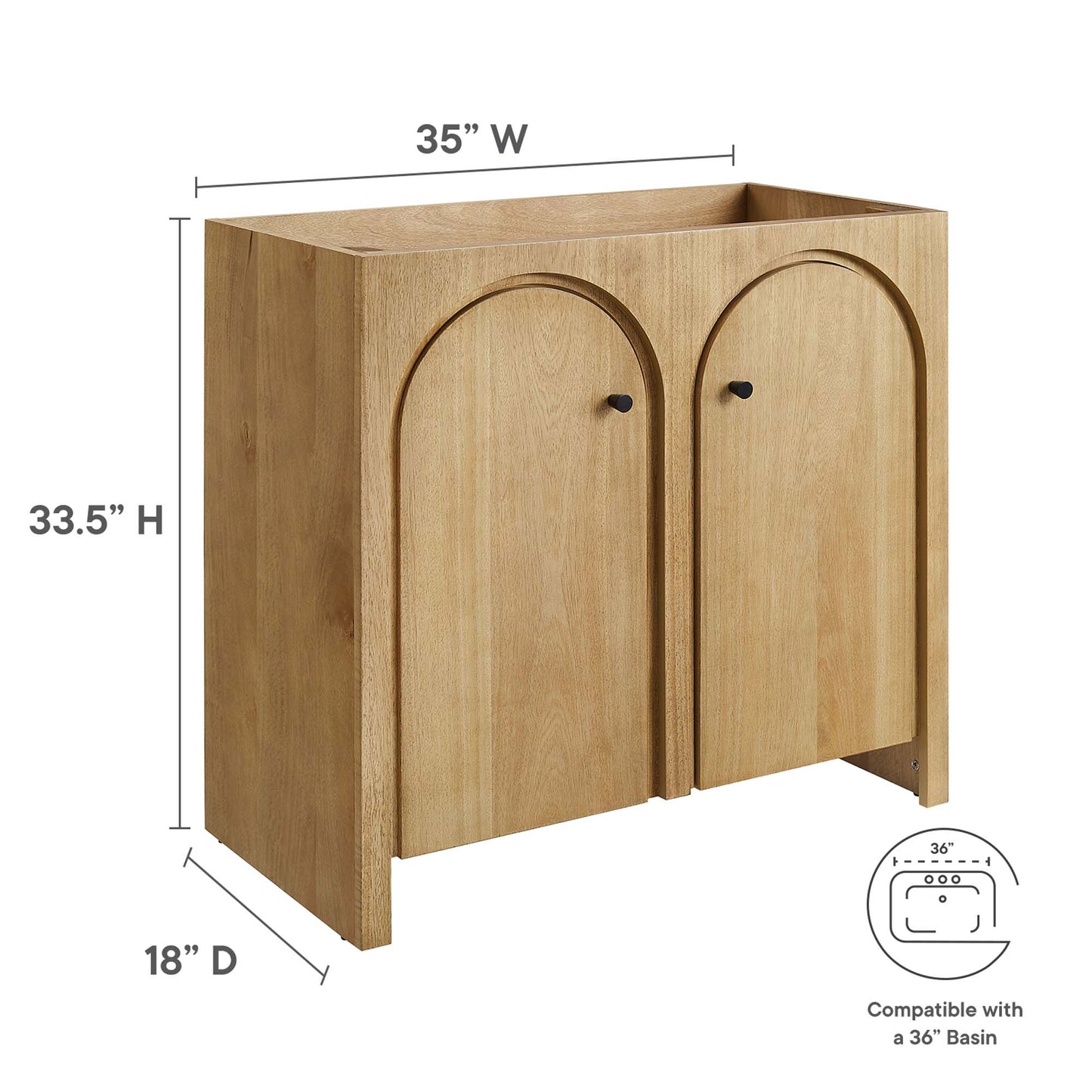 Modway, Appia 36" Bathroom Vanity Cabinet (Sink Basin Not Included)