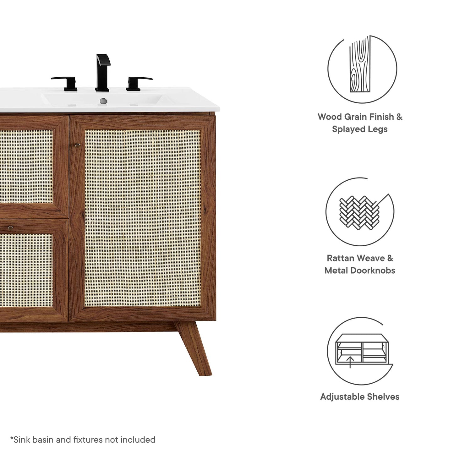 Modway, Soma 48” Single or Double Sink Compatible Bathroom Vanity Cabinet (Sink Basin Not Included)