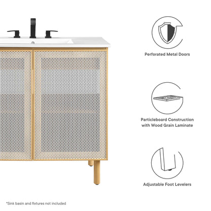 Modway, Calla 36" Perforated Metal Bathroom Vanity Cabinet (Sink Basin Not Included)