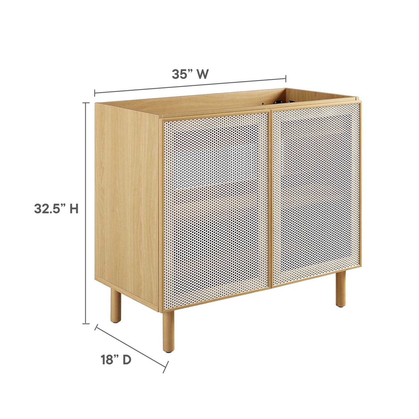 Modway, Calla 36" Perforated Metal Bathroom Vanity Cabinet (Sink Basin Not Included)
