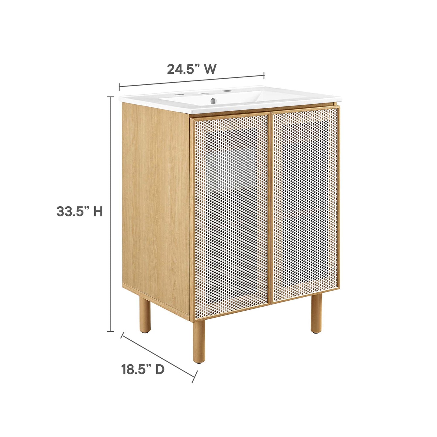 Modway, Calla 24" Perforated Metal Bathroom Vanity