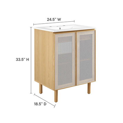 Modway, Calla 24" Perforated Metal Bathroom Vanity