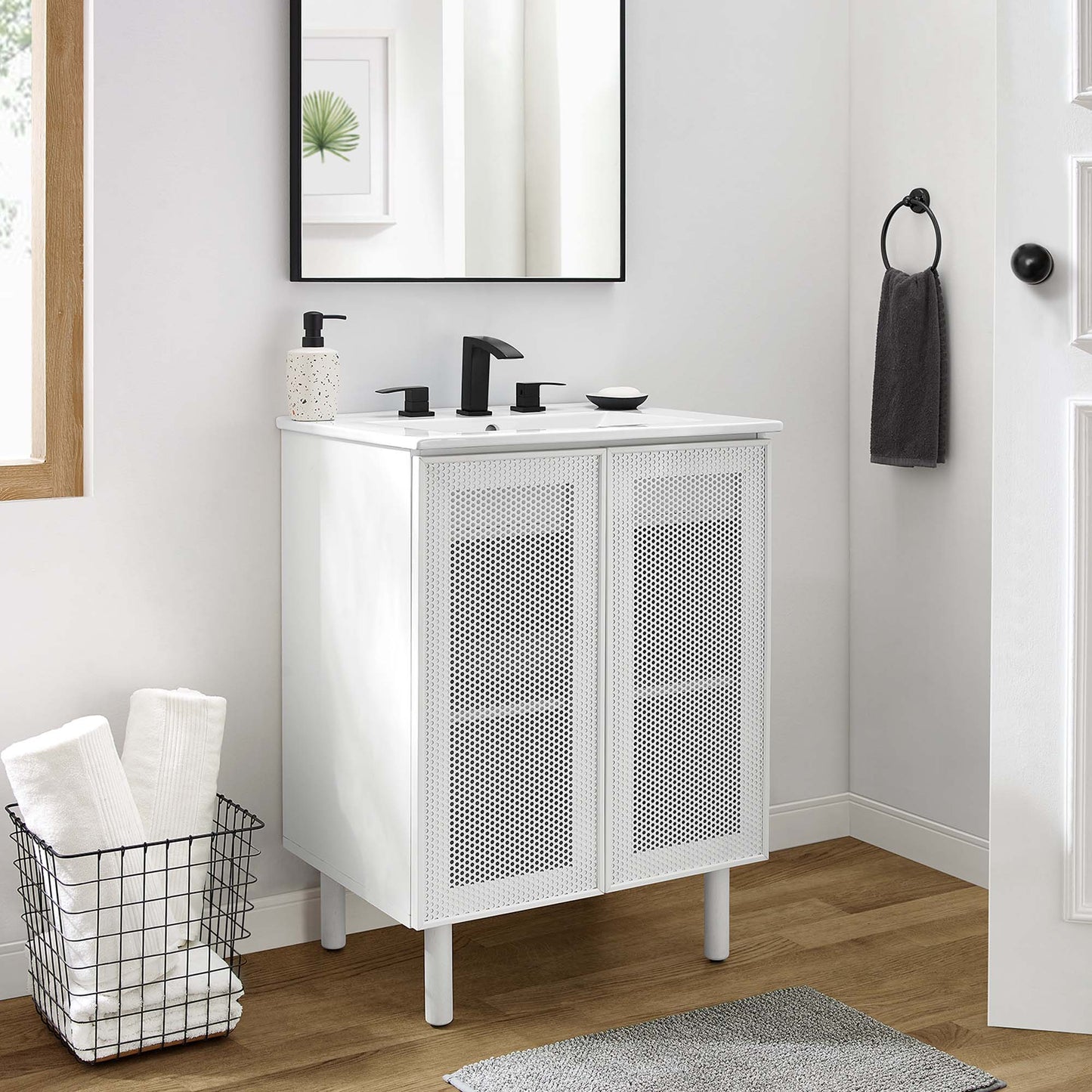 Modway, Calla 24" Perforated Metal Bathroom Vanity