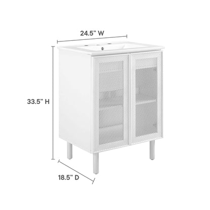 Modway, Calla 24" Perforated Metal Bathroom Vanity