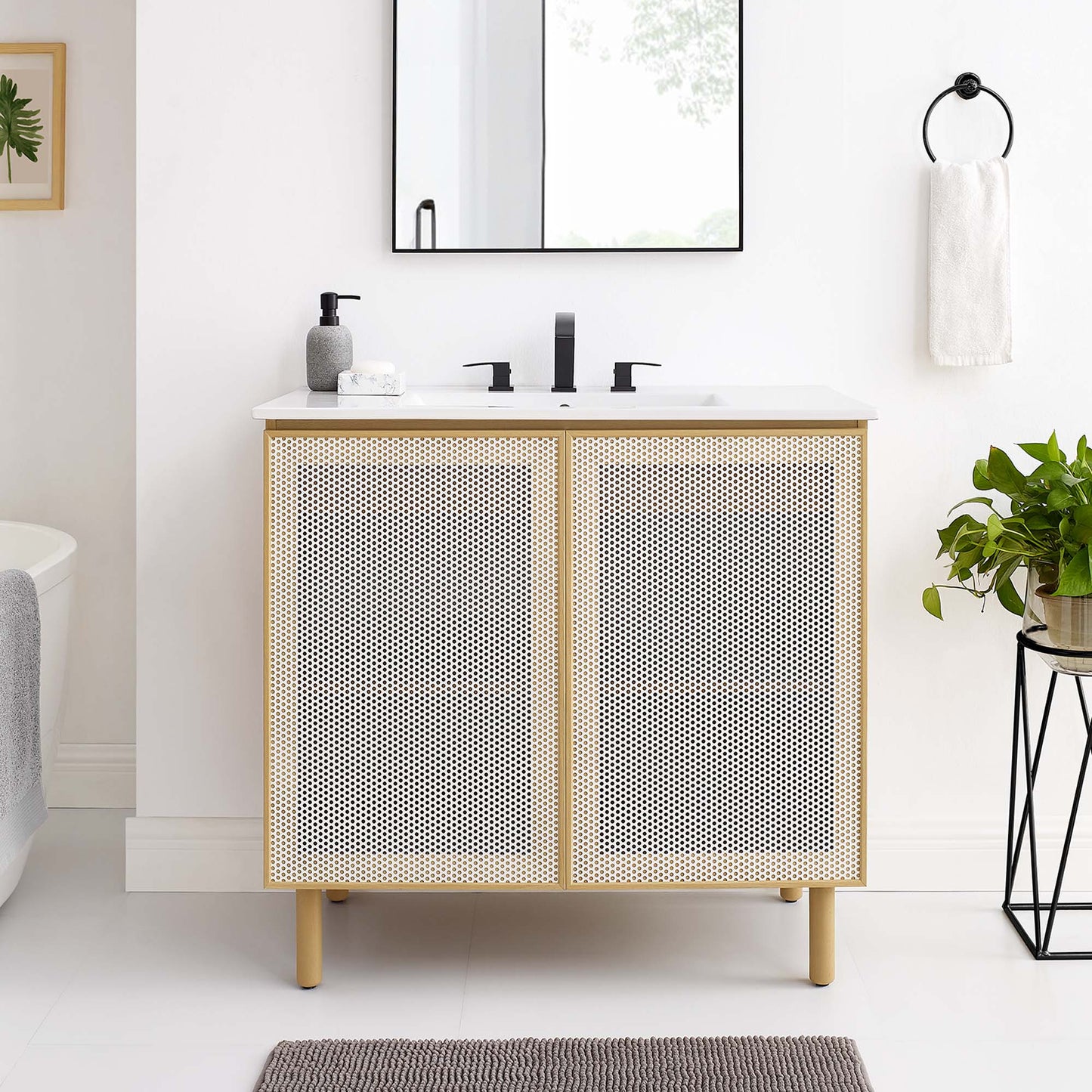 Modway, Calla 36" Perforated Metal Bathroom Vanity