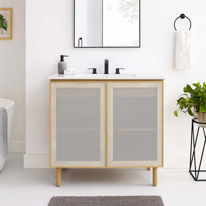 Modway, Calla 36" Perforated Metal Bathroom Vanity