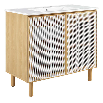 Modway, Calla 36" Perforated Metal Bathroom Vanity